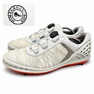 ECCO BIOM Hybrid Boa Golf Shoes Mens 13 EU 47 White Extra Width Spikes Preowned